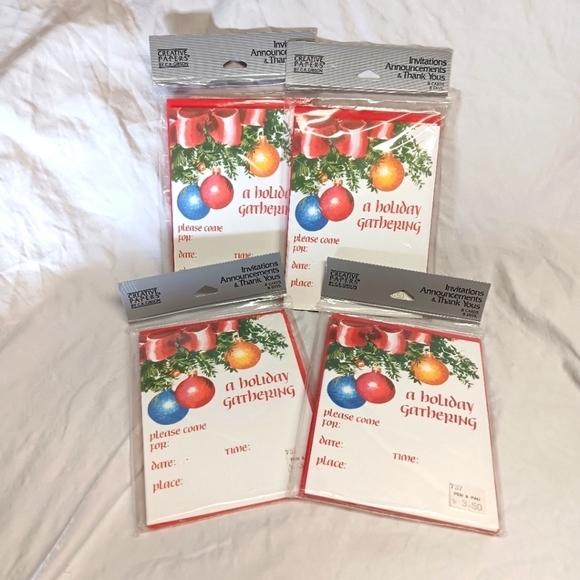 Vintage Gibson Party Invitations 8 Count Holiday Christmas NEW SEALED LOT OF 4 - Picture 1 of 5